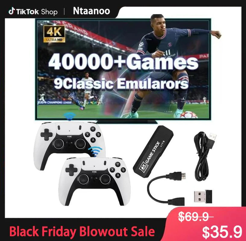 [Black Friday] Ntaanoo 2025 New Video Gamepad Console, 2.4G Dual Wireless Game Controller, Support 4K Game Graphics, over 42,000 Classic Retro Games, Best Christmas Gift for Boys!